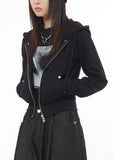 Eyelet 2-way short hood zip-up
