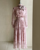Fate printed chiffon shirring tie one pice