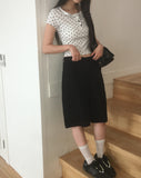 Addie Dot Button Shirring Short Sleeve T-Shirt