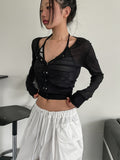 [U-BASIC] Summer snap button see-through cardigan