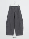 [unisex] Collet Pigment Curved Cargo Balloon Wide Pants