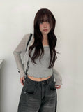 Band Punching Rib V-Neck Cardigan