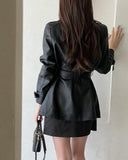 Suitman Double Trench Half Leather Jacket (Belt Set)