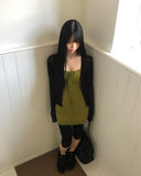 Noir Wavy Ribbed Cardigan