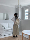 Rachel String Color Nylon Banding Pocket Cargo Long Skirt