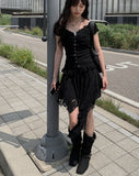 Sourcing Linen Buckle Middle Boots