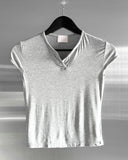 Lien Eyelet Henley Neck Open Crop Top