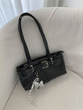 Hard Square Leather Belt Shoulder Bag