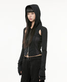 19.Division Cut-out Hooded Zip-up