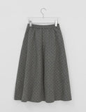 Fiden Wool Pleats Banding Dot Long Skirt