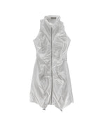 Shirring Zip Sleeveless Dress