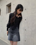 Shino Washing Denim Mini Skirt