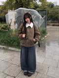 Andy Roll-Up Wide Washing Denim Pants