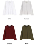 DN Henley Neck Waffle Long Sleeve T-shirt