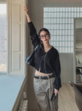 [U-BASIC] Basic Balloon Cropped Cardigan