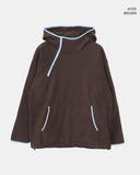 Ponnan Color Matching Diagonal Half Zip-Up Brushed Hood T-Shirt