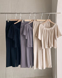 [Two Piece] Wings Frill Wing Blouse Wide Banding Pants