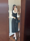 Robarue Shirred Collar Color Matching One Piece
