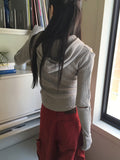 Mund shoulder sleeve slit cutout warmer ribbed hood zip-up