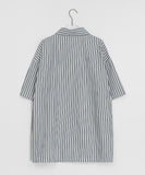 [unisex] Lebble Pocket Stripe Short Sleeve Over Shirt