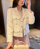 Ronda Mix Collar Pearl Tweed Jacket