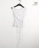 Hipot Ribbon Strap One-Off-Shoulder T-Shirt