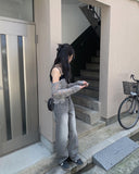 Tutu Gray Washing Denim Wide Pants