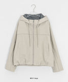 Behi Check Color Matching Hood Windbreaker