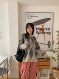 Lanlu Argyle Wool Over Knit