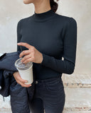Robe cashmere half-neck ribbed knit