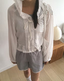 Dinte Lace Frill Hooded Shirt