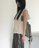 Arrit hippie button side shirring hooded sleeveless