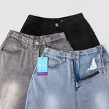 Summer Tencel Back Pocket Span Banding Wide Denim Pants