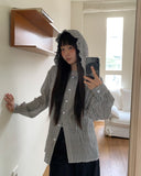 Ju-ring Frill Check Hooded Long Sleeve SH
