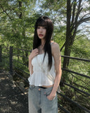 Fearin Shirring Sleeveless Ribbon Blouse