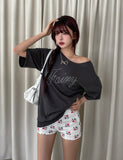 Star fairy boat-neck cut short sleeves