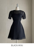 Rubian Short Sleeve See-Through Flare One Piece