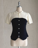 Rosven color matching collar short sleeve knit