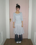 Harn Jacquard Diagonal Shirring Midi Skirt