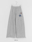 Snao Star Embroidered Patch Banding Wide Pants