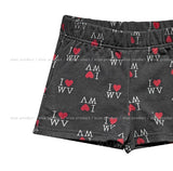 I Love pattern banding shorts