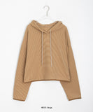 [BAONHAUS] Besen brushed stripe crop hoodie