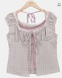 Mumon Check Sleeveless Blouse