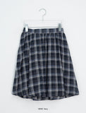 Luije Summer Check Shirring Flower Midi Banding Skirt