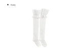 Pokin Lace Ribbed Knee-Long Socks
