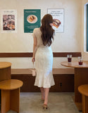 Deloe Wrinkle Unbalance Slit Long Skirt