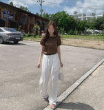 Feminine Cap Sleeves Unbalanced One-Off Short Sleeve Knit