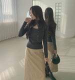 Fake Layered High-Neck Layered Knit Set-Up