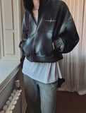 Overspray cropped hooded zip-up