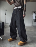 Dove raw fabric balloon wide pants
